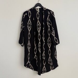Lovely Day Black and Cream Patterned Poncho